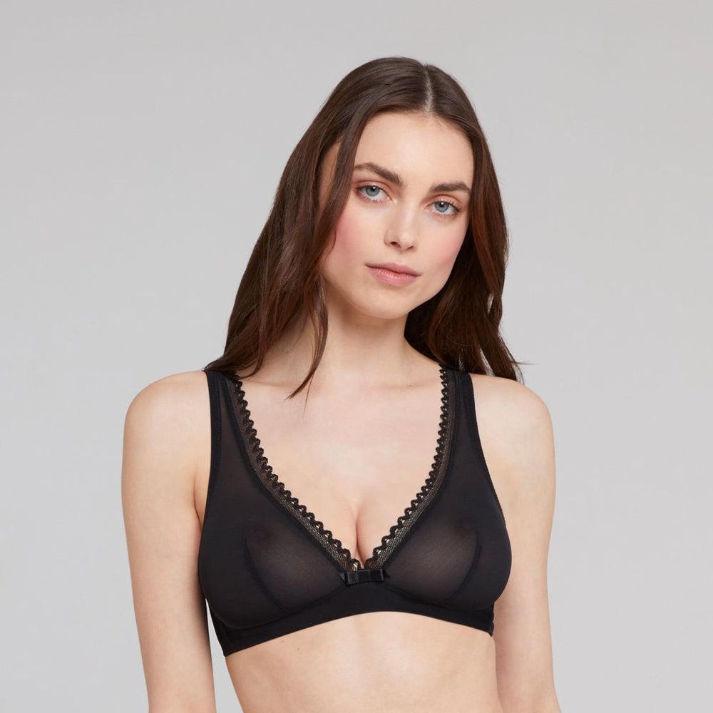 LOU Paris Oxygene Black Sheer Bralette NWT Size 34B